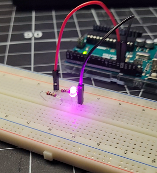 Afterwards, we tried experimenting with 2 resistors in our circuit, changing the resistance amount to see how it affected the brightness of the LED light.