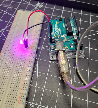 We tested out how the circuit would work with a continuous loop, so after we set our Arduino to turn on the light for a fixed amount of seconds, then turn it off, and it would repeat that process.