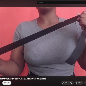 Finally, I was looking at some tutorials online to help me figure out how to create a prototype DIY resistance band, I found 2 videos and I tried to apply my knowledge from both of them into my own prototype. I took the stocking idea from one, but I realized the creator just tied it together which I feel wasn't enough process work for a prototype. And the other one, which is the image shown, had included sewing a stretchy fabric, and since all I had at the time was a stocking, thats what I used.