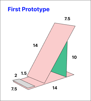 Then, we made a design on figma of our first prototype and what it'd look like, with our measurements in mind.