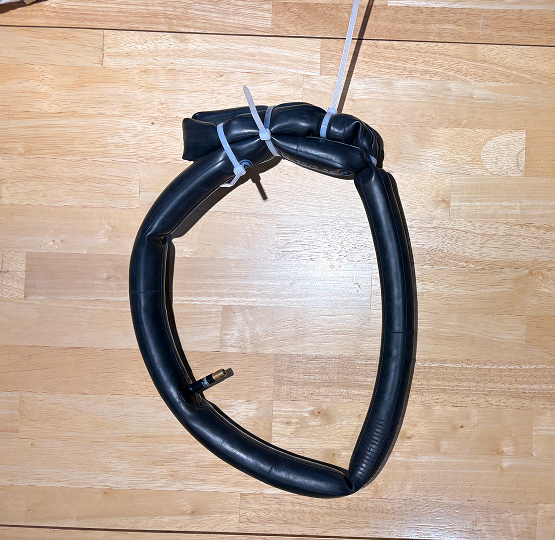 This image shows the finalized physical prototype of our Smart Resistance Band that Olivia had created. The outer fabric tests & prototype I had done helped her with creating a final version of the band that used leggings as the base material, which she had also sewed together. There was a lot of trial and error as Julie and Olivia had been tasked to create the inner airbag component, though they had finally gotten it to work by using the suggestion made by my professor to use the bike tubing to help with the air pressure detection. And my finalized portion of the project was the app onboarding UI design that I had attached above in the activity 2 section. Overall, our group worked well together to create a functional and user-friendly prototype of the Smart Resistance Band, and I am proud of the work that we accomplished.